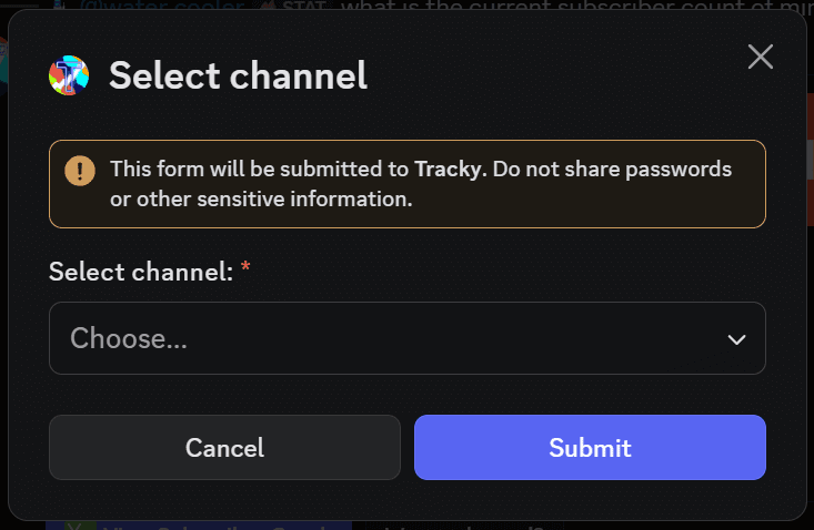 An example of the modal that shows up when you click "Wrong channel?"